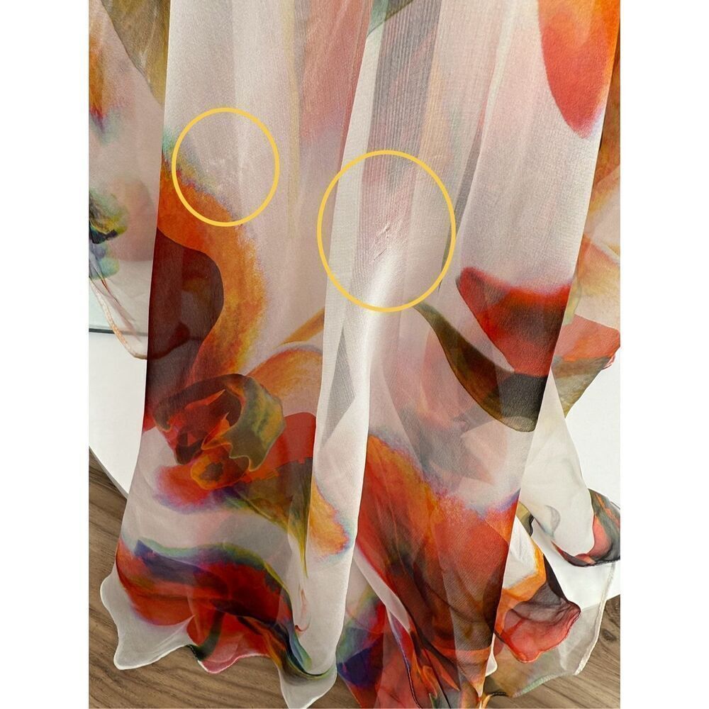 Alexander McQueen Womens Cape Sleeve Sheer Floral-Silk Gown White Sz 4/6 - Picture 14 of 16
